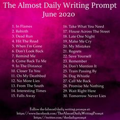 the almost daily writing prompts for june 20, with text overlaying it