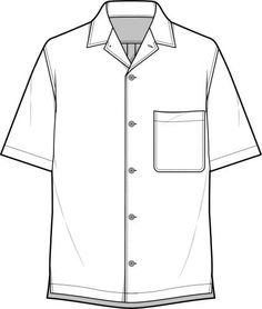 the front and back view of a white shirt with a pocket on the left side