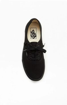 Keep it sleek and classic on your deck in the Vans Authentic Black Shoes for men. These essential kicks have metal eyelets, a sturdy canvas upper, and the brand's signature rubber waffle outsole..PLEASE NOTE: This shoe is offered in Men's sizes; please consult the Size Chart above - the conversion is a size and a half smaller for women. For example, a woman who is a size 7.5 should order a size 6 in Men's..Solid canvas upper.Low profile shoe, lace front.Vans logos on side and heel.Signature rubber waffle outsole Black Lace-up Canvas Shoes With Rubber Waffle Outsoles, Vans Canvas Shoes With Laces, Black Canvas Shoes With Rubber Waffle Outsoles, Classic Vans Canvas Shoes With Gum Sole, Vans Canvas Shoes With Vulcanized Sole And Round Toe, Classic Canvas Shoes With Rubber Toe Cap For Streetwear, Classic Canvas Skate Shoes With Vulcanized Sole, Classic Skate Shoes With Vulcanized Sole, Classic Vans Canvas Shoes With Rubber Sole