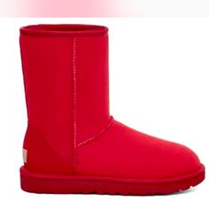 Women’s Ugg Winter Boots, Perfect For Fall Or Winter, Very Comfortable And Soft On The Inside But Cute And Stylish. Casual Red Boots With Rubber Sole, Classic Red High-top Boots, Classic Red Boots With Round Toe, Classic Red Winter Boots, Red Uggs, Womens Tall Black Boots, Red Boots Women, Brown Ugg Boots, Ugg Rain Boots