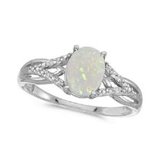 Oval Opal and Diamond Cocktail Ring 14K White Gold (0.70ct)- I LOVE THIS RING!!! Yellow Gold Gemstone Rings, Opal And Diamond Ring, October Birthstone Jewelry, Opal Wedding Rings, Amethyst And Diamond Ring, Diamond Cocktail Ring, Gold Gemstone Ring, Opal Engagement, Engagement Rings Opal