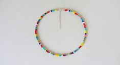 Beaded choker beach pride handmade bead choker hippie choker necklace rainbow beaded choker beaded n Hippie Choker Necklace, Colorful Choker, Seed Bead Choker, Ocean Inspired Jewelry, Bead Choker, Rainbow Beads, Choker Necklaces, I Want To Be, Handmade Beads