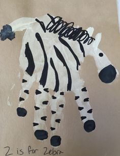 a drawing of a zebra with black and white stripes on it's body is shown