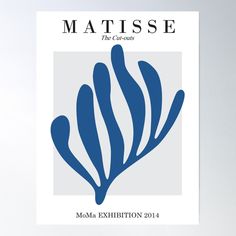 a blue seaweed poster with the words matissee in black and white on it