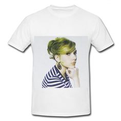 a white t - shirt with a woman's face on it