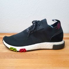 Step Up Your Sneaker Game With These Men's Adidas Nmd Racer Primeknit From The "Urban Racing Pack". The Stylish And Comfortable Sneakers Feature A Low Top Shoe Shaft Style, Standard Shoe Width, And A Cotton Blend Upper Material. The Shoes Are Black In Color With Atom Character, And Are Available In Uk Shoe Size 8.5, Us Shoe Size 9, And Eu Shoe Size 42 2/3. The Adidas Nmd Racer Primeknit Sneakers Were Released In 2018 And Are Perfect For The Athleisure Theme. Get Your Hands On A Pair Of These Sne Adidas Black Running Shoes With Elastic Laces, Black Technical Sneakers For Light Sports, Technical Black Sneakers For Light Sports, Adidas Dynamic Black Running Shoes, Black Adidas Dynamic Running Shoes, Urban Black Running Shoes With Rubber Waffle Outsoles, Dynamic Black Adidas Running Shoes, Adidas Black Running Shoes With Rubber Waffle Outsoles, Adidas Black Running Shoes With Waffle Outsoles