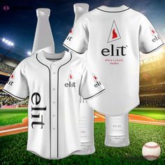 Ultimate Luxury: Elit Ultra Vodka Baseball Jersey - Premium Quality & Style White Fitted Jersey For Sports Events, White Fitted Jersey For Sports Season, Fitted White Jersey For Sports Season, Fitted White Baseball Jersey, Fitted White Baseball Jersey For Sports, White Fitted Baseball Jersey With Letter Print, Fitted White Baseball Jersey With Letter Print, White Fitted Baseball Jersey With Crew Neck, White Fitted Crew Neck Baseball Jersey