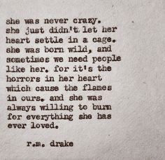 an old typewriter with the words she was never crazy