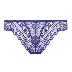 Thong lace EMPREINTE Cassiopée Elegant Purple Brief Bottoms, Black Peach, Embroidered Tulle, Lace Thong, Stretch Lace, Dark Purple, Violet, Silk, Purple