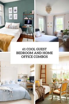 bedroom and home office combos with text that reads, cool guest bedroom and home office combos