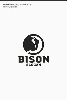 the logo for bison slogan is black and white with an arrow in it