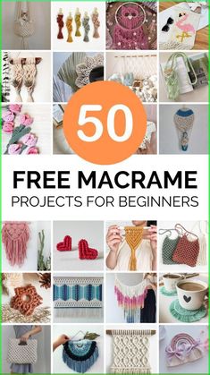 the cover of 50 free macrame projects for beginners, including crochet and