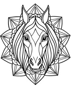 a horse's head with geometric shapes around it