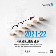 an advertisement for the financial new year, with a red paper airplane going up stairs