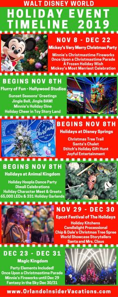 an advertisement for the holidays event with images of mickey mouse and other holiday items on it