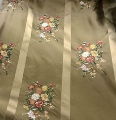 NEW Designer 100% Silk Taffeta Dupioni Decorating Fabric Embroidery Floral Gold - Fancy Styles Fabric Pierre Frey Lee Jofa Brunschwig & Fils Gold Silk Fabric With Floral Embroidery, Vintage Silk Fabric With Floral Embroidery, Decorating Pillows, Antique Brick, Floral Damask, Fabric Embroidery, Embroidery Floral, Silk Taffeta, Embroidery Fabric