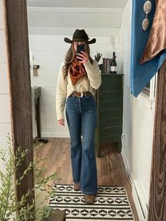 Lucea Lace Top curated on LTK Native Western Fashion, Winter Outfit Country, Pretty Country Outfits, Western Outfits Wild Rag, Country Outfits Cold Weather, Construction Work Outfit Women, Cowboy Hat Outfit Woman Casual, Petite Western Outfits, Olivia Kimes Jeans Outfit