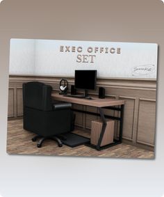 Sims 4 Furniture CC: Stylish Exec Office Set Desk Rug, Pc Tower, Sims Furniture, Hall House, Office Nook, Tools And Toys, Gaming Office, Sims 4 Cc Furniture, Best Sims