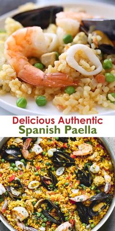 spanish paella with shrimp, mussels and scallops