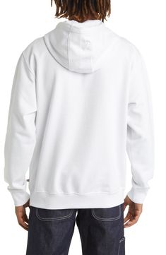 Bring ultimate comfort to your casual looks with this layer-ready hoodie cut for a relaxed fit from soft cotton-blend fleece. 29" length (size Medium) Drawstring hood Kangaroo pocket Ribbed cuffs and hem 55% cotton, 45% polyester Machine wash, tumble dry Imported White Relaxed Fit Hoodie In French Terry, White Sporty Sweats With Kangaroo Pocket, White French Terry Sweats For Streetwear, White Athleisure Sweats With Kangaroo Pocket, White Relaxed Fit Hooded Sweats, White Cotton Hoodie Sweats, White Hooded Sweats With Kangaroo Pocket, White Fleece Hoodie Sweats, White Cotton Sweats With Kangaroo Pocket