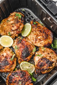 Air Fryer Cilantro Lime Chicken Air Fryer Cilantro Lime Chicken, Cilantro Lime Chicken Instant Pot, Key Lime Chicken, Whole Chicken Marinade, Fried Chicken Thigh Recipes, Ninja Airfryer, Chipotle Lime Chicken, Cilantro Lime Marinade, Lime Marinade For Chicken