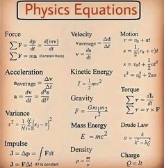 an image of physics calculations with the formulas and their corresponding numbers on it's side