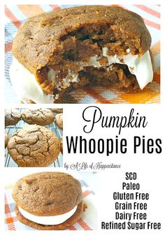 pumpkin whoopie pies with text overlay for link to postcard recipe