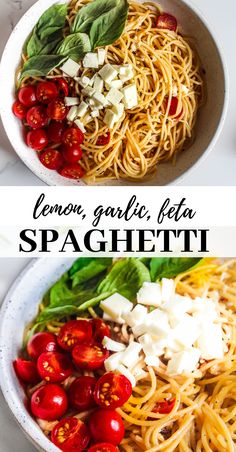 two bowls filled with different types of pasta