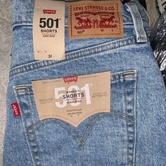 Brand New Never Worn Still Has Tags. 2 Pairs Levi's Fitted Straight Leg Shorts, Levi Shorts, Levi Strauss & Co, Levis Jeans, Quality Clothing, Black Blue, Jean Shorts, Levi's, Blue Black