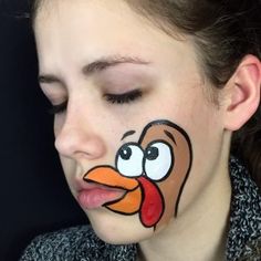 Shark And Dinosaur, Turkey Cartoon, Thanksgiving Makeup, Cartoon Tutorial, Easy Cartoon, Face Painting Easy