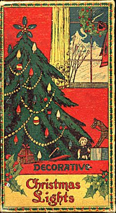 an old fashioned christmas card with a tree