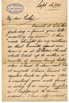 an old handwritten letter with writing on it