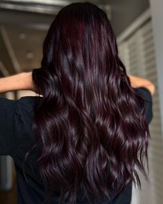 Dark Cherry Ombre Hair, Dark Red Hair Colors, Dark Cherry Hair Color Burgundy, Dark Brown Cherry Hair Color, Dark Cherry Coke Hair, Dark Purple Hair Curly, Cherry Black Hair, Dark Cherry Cola Hair Color, Red Tint Hair