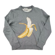 Item Specifics: Excellent Used Condition! Description With Their Irreverent, Playful References Applied To A Considered Selection Of Off-Duty Essentials, Acne Studios' Aw16 Offering Takes Some Of Their Classic Cuts And Reworks Them. The Casey Crew Sweat Is Seen Here Reimagined With An Elaborately Embroidered Banana To Its Chest. A Sophisticated Take On A Humorous Approach To Fashion. 95% Cotton 5% Elastane Embroidered Banana Graphic Embroidered Logo Ribbed Crew Neck, Cuffs & Hem Sizing Fits True Banana Graphic, Studio S, Off Duty, Crewneck Sweatshirt, Harajuku, Gray Color, Acne Studios, Crew Neck Sweatshirt, Graphic Sweatshirt