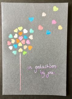 a handmade card with hearts and the words in gedachen i by you