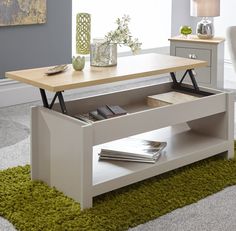 Please note: Your new furniture will arrive flatpacked and requires DIY assembly, but don't worry - assembly is easy! Designed in a contemporary country styling and finished in a choice of grey or cream colourways, the Lancaster lift-up coffee table would be a stylish addition to any living space. This self-assembly coffee table features an open shelf area and a lift-top design, allowing the top to extend up to provide a higher surface, whilst re Coffee Table In Living Room, Lift Up Coffee Table, Sofa Coffee Table, Coffee Table With Shelf, Floor Shelf, Coffee Table Grey, Matching Furniture, Save Room