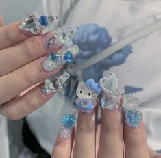 Kawaii Nail Art Short Nails, One Color Acrylic Nails, Cute Nails Y2k, Harajuku Nails, Acrylic Nails Simple, Mail Inspo, Hello Nails, Simple Acrylic