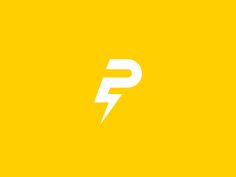 the letter p is shown in white on a yellow background