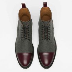 The Jack Boot in Grey/Oxblood Taft Boots, Taft Shoes, Gentleman Lifestyle, Cap Toe Boots, Oxblood Leather, Mens Boots Fashion, The Jack, Boot Accessories, Mens Accessories Fashion