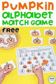 pumpkin alphabet match game with free printables for kids to practice the letter sounds