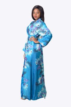 luxury dressing gown blue silk Elegant Blue Kimono For Vacation, Elegant Blue Floral Print Kimono, Blue Floral Print Wrap Kimono, Blue Silk Long Sleeve Kimono, Elegant Blue Kimono For Summer, Blue Floral Print Robe For Vacation, Elegant Blue Beach Kimono, Elegant Blue Robe With Kimono Sleeves, Elegant Blue Wrap Kimono