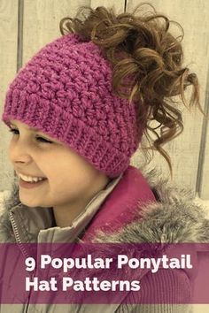 Ponytail Hat Knitting Pattern, Crochet Ponytail Hat Pattern, Ponytail Hat Pattern, Ponytail Hats