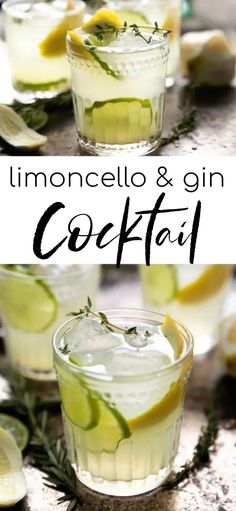 two glasses filled with lemonade and gin cocktail