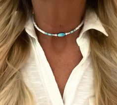 Beaded Choker/beach Choker/mother of Pearl - Etsy Diy Choker Necklace, Collar Hippie, Seed Bead Necklaces, Girls Choker, Pearl Necklace Choker, White Choker, Turquoise Choker, Necklaces Beaded, Jewelry Hippie