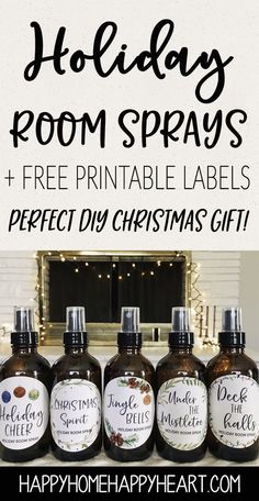 Holiday Room Spray, Printable Recipes, Holiday Labels, Essential Oil Spray, Essential Oils Gifts