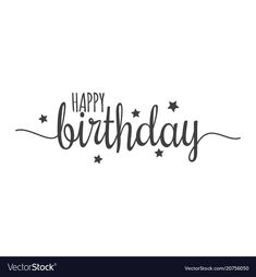 happy birthday lettering with stars on white background