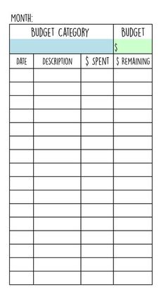 a printable budget sheet with the words, budget category and price list on it