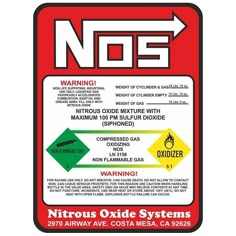 a red and white sign that says no5 warning about various types of hazardous items