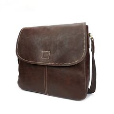 Men's vintage leather bag features in magnetic buckle closure. it is one of our most popular bags for men at affordable prices for fast free shipping.Features 100% Full grain leather 13.8" x 13" x 4.7â€?/li> About 2.6 Ibs Adjustable canvas straps Zippered hidden pocket Classic Brown Saddle Bag With Large Capacity, Classic Large Capacity Brown Saddle Bag, Business Leather Flap Bag With Large Capacity, Popular Bags, Bags For Men, Vintage Leather Bag, Mens Leather Bag, Handmade Oil, Hidden Pocket