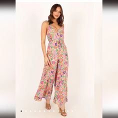 Iso: Petal & Pup Hayden Wide Leg Jumpsuit - Floral In Size Medium Pink Sleeveless Printed Jumpsuits And Rompers, Pink Fitted Printed Jumpsuits And Rompers, Fitted Pink Printed Jumpsuits And Rompers, Spring Floral Print Pink Jumpsuits And Rompers, Summer Pink Jumpsuits And Rompers For Loungewear, Pink Floral Print Jumpsuits And Rompers For Spring, Spring Pink Floral Print Jumpsuits And Rompers, Pink Beach Overalls Jumpsuit, Pink Beach Overall Jumpsuit